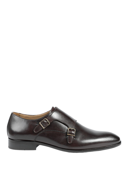 Jones Bootmaker Naveen Leather Monk Shoes, Dark Brown