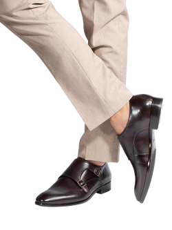 Jones Bootmaker Naveen Leather Monk Shoes - view 2, Dark Brown