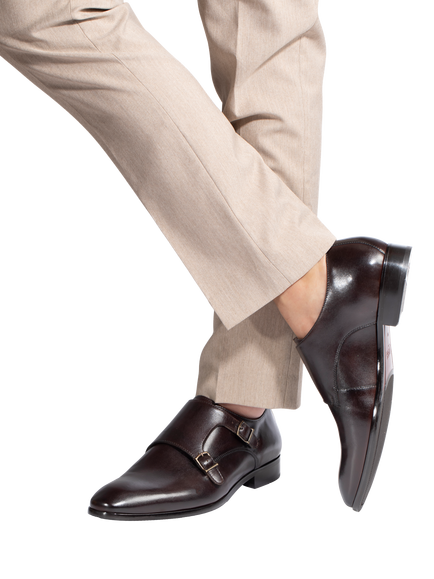 Jones Bootmaker Naveen Leather Monk Shoes - view 2, Dark Brown