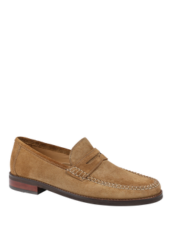 Jones Bootmaker Quennell Suede Penny Loafers, Tan - view 2, Tan