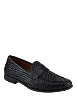Jones Bootmaker Rogelio Woven Leather Penny Loafers - view 2, Black
