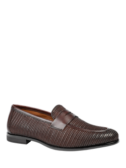 Jones Bootmaker Rogelio Woven Leather Penny Loafers - view 2, Brown