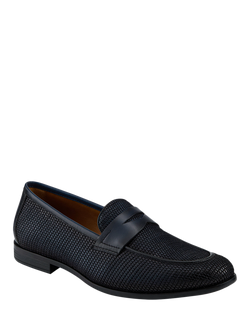 Jones Bootmaker Rogelio Woven Leather Penny Loafers - view 2, Navy