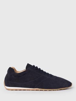 Whistles Soft Suede Unlined Trainers, Navy, Navy