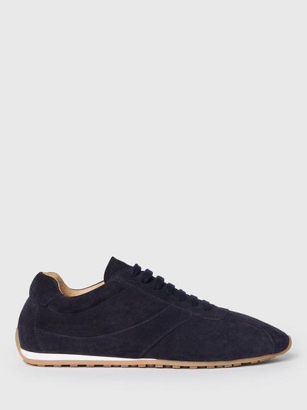 Whistles Soft Suede Unlined Trainers, Navy, Navy