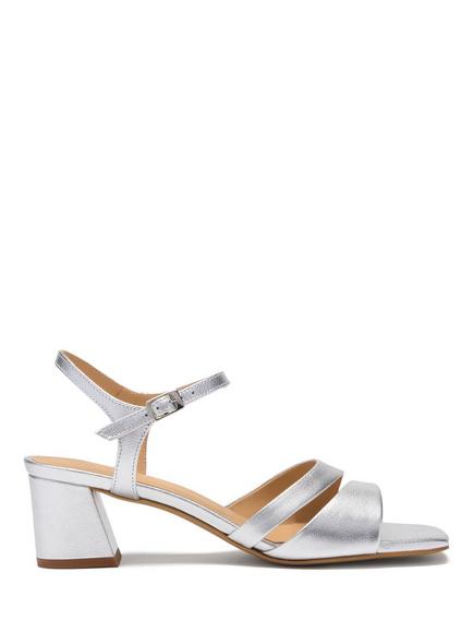 Whistles Leather Cutout Block Heel Sandals, Silver, Silver