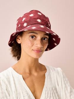 Brora Ikat Print Bucket Hat - view 2, Cranberry