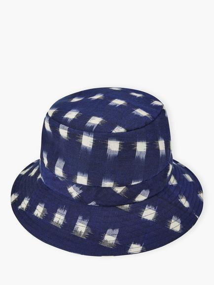 Brora Ikat Print Bucket Hat, Navy