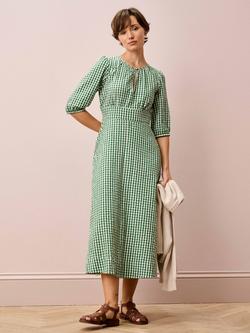 Brora Seersucker Gingham Midi Dress, Nettle, Nettle