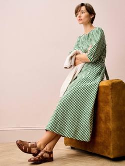 Brora Seersucker Gingham Midi Dress, Nettle - view 2, Nettle