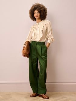 Brora Stripe Ruffle Shirt, Caramel - view 2, Caramel