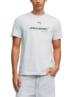 PUMA McLaren Racing Cotton Blend Regular Fit Short Sleeve Logo T-Shirt, White Glow Heather, White Glow Heather
