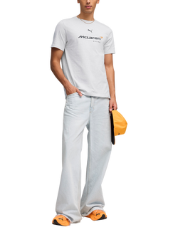 PUMA McLaren Racing Cotton Blend Regular Fit Short Sleeve Logo T-Shirt, White Glow Heather - view 2, White Glow Heather