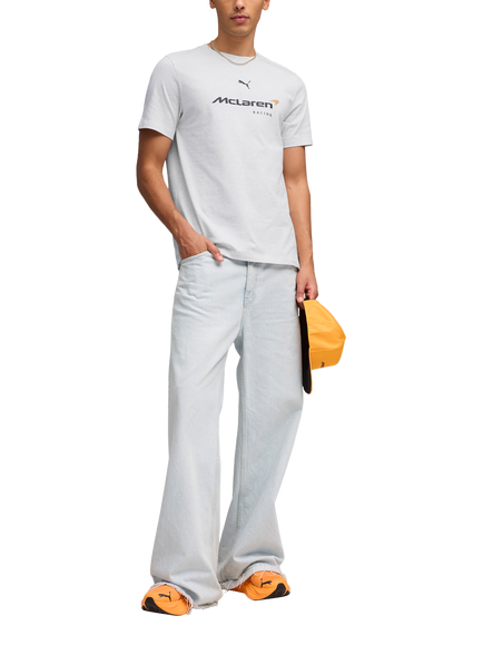 PUMA McLaren Racing Cotton Blend Regular Fit Short Sleeve Logo T-Shirt, White Glow Heather - view 2, White Glow Heather