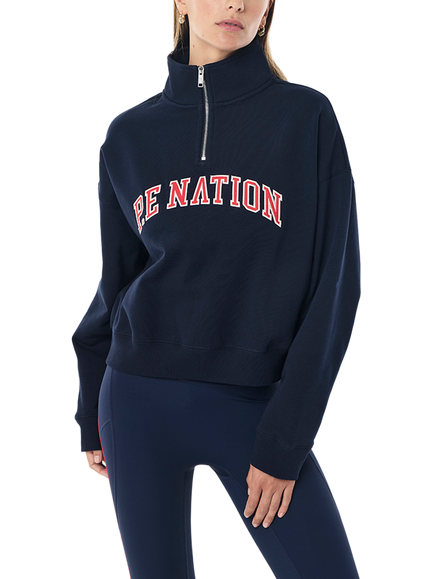 P.E Nation Legacy High Neck Quarter Zip Fleece Top, Navy, Navy