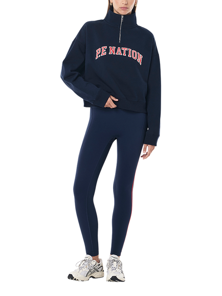 P.E Nation Legacy High Neck Quarter Zip Fleece Top, Navy - view 2, Navy