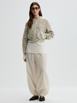 By Malene Birger Gianna Textured Wool/Cotton Tweed Cardigan, Seacrest - view 2, Seacrest