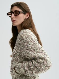 By Malene Birger Gianna Textured Wool/Cotton Tweed Cardigan, Seacrest - view 2, Seacrest