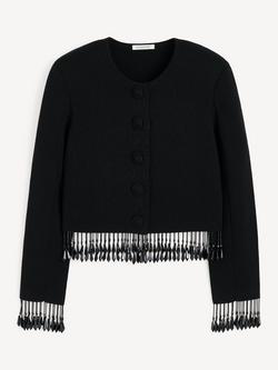 By Malene Birger Shelly Beaded Fringe Cardigan, Black, Black