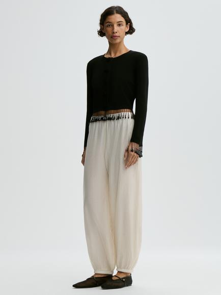 By Malene Birger Shelly Beaded Fringe Cardigan, Black, Black
