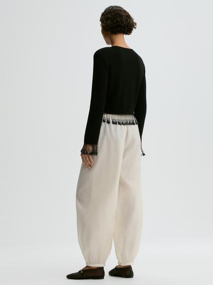 By Malene Birger Shelly Beaded Fringe Cardigan, Black - view 2, Black
