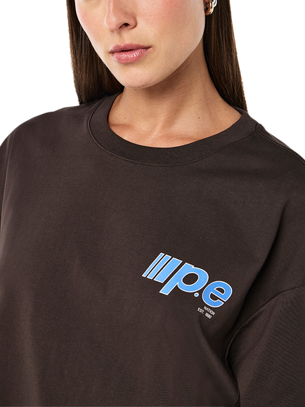 P.E Nation Glide Oversized Cotton T-Shirt, Coffee - view 2, Coffee