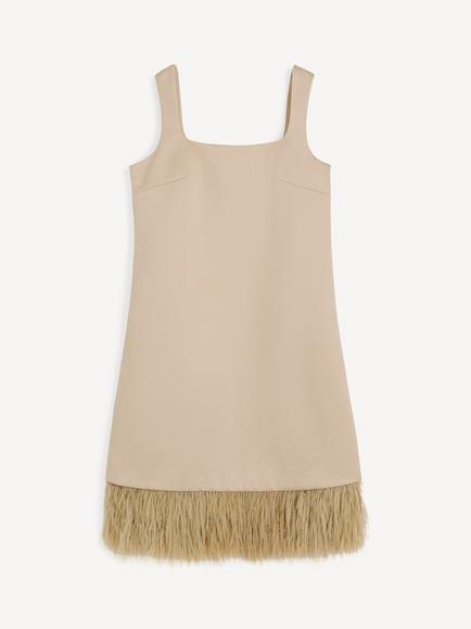 By Malene Birger Elva Sleeveless A-Line Mini Dress, Old Beige, Old Beige