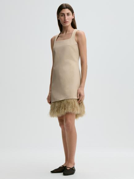 By Malene Birger Elva Sleeveless A-Line Mini Dress, Old Beige - view 2, Old Beige