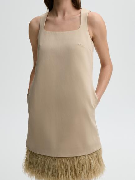 By Malene Birger Elva Sleeveless A-Line Mini Dress, Old Beige - view 2, Old Beige