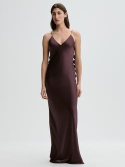 By Malene Birger Pascale Strappy Silk Maxi Dress, Aubergine - view 2, Aubergine