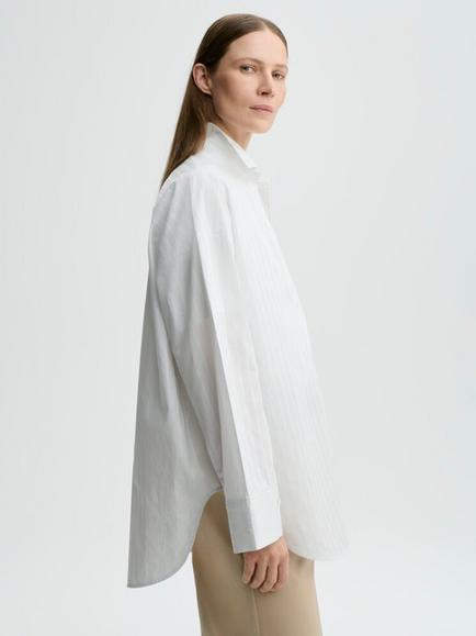 By Malene Birger Derris Cotton Blouse, Seacrest Stripe - view 2, Seacrest Stripe