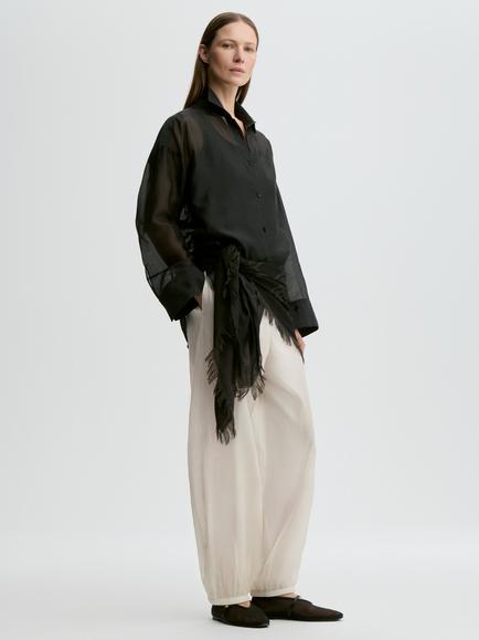 By Malene Birger Derris Organza Long Sleeve Shirt, Black, Black