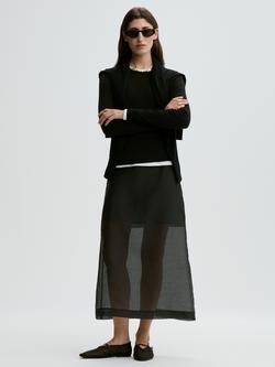 By Malene Birger Esta  Silk and Organic Cotton Blend Maxi Skirt, Black - view 2, Black