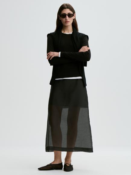 By Malene Birger Esta  Silk and Organic Cotton Blend Maxi Skirt, Black, Black