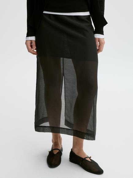By Malene Birger Esta  Silk and Organic Cotton Blend Maxi Skirt, Black - view 2, Black