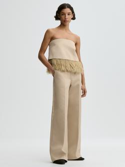 By Malene Birger Melva Sleeveless Feather Fringed Top, Old Beige - view 2, Old Beige