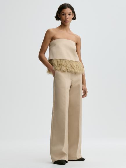 By Malene Birger Melva Sleeveless Feather Fringed Top, Old Beige - view 2, Old Beige