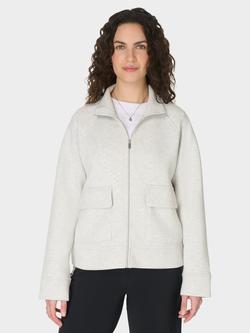 Sweaty Betty Wind Down Patch Pocket Zip Through - view 2, Ice Grey Marl