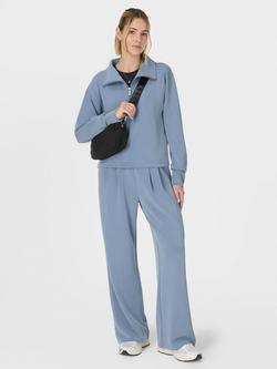 Sweaty Betty Sand Wash Half Zip Crop Sweatshirt, Luxe Blue - view 2, Luxe Blue
