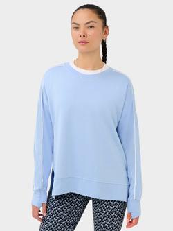 Sweaty Betty After Class Longline Piped Sweatshirt containing TENCEL™ Modal, Glacier Blue/Lily White, Glacier Blue/Lily White