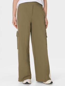 Sweaty Betty Explorer Wide Leg Cargo Trousers, Khaki/Beige, Khaki/Beige