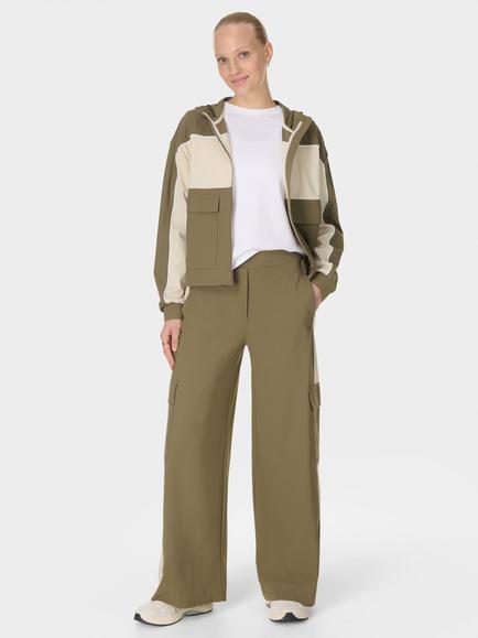 Sweaty Betty Explorer Wide Leg Cargo Trousers, Khaki/Beige - view 2, Khaki/Beige