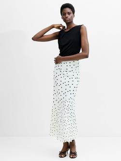 French Connection Emina Chiffon Polka Dot Skirt, Porcelain/Black, Porcelain/Black