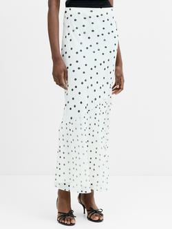 French Connection Emina Chiffon Polka Dot Skirt, Porcelain/Black - view 2, Porcelain/Black