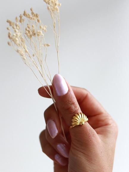 Ottoman Hands Chantal Gold Stacking Ring, Gold - view 2, Gold