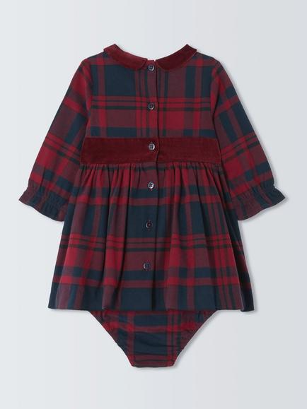 John Lewis Heirloom Collection Baby Tartan Dress & Bloomers Set, Red Check - view 2, Red Check