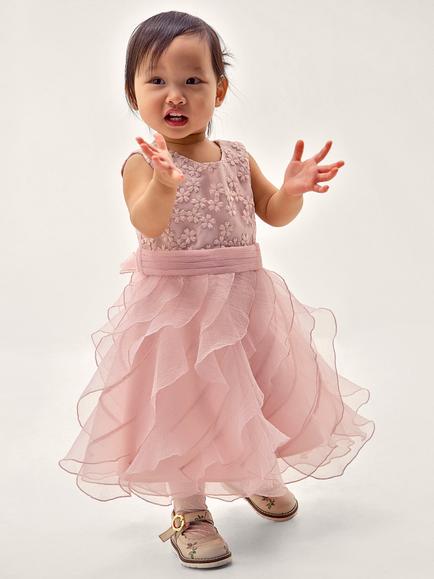 Monsoon Baby Daisy Ruffle Party Dress, Pink, Pink
