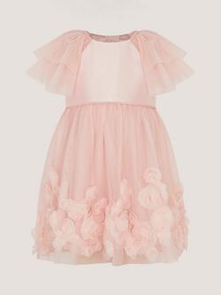 Monsoon Baby Eden Appliqué Rose Tulle Dress, Pink, Pink