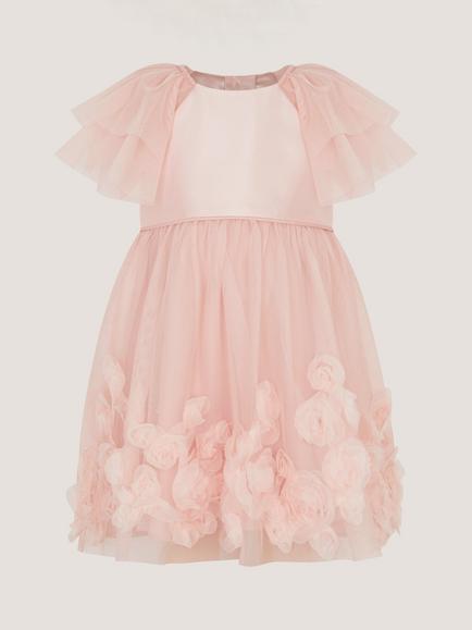 Monsoon Baby Eden Appliqué Rose Tulle Dress, Pink, Pink