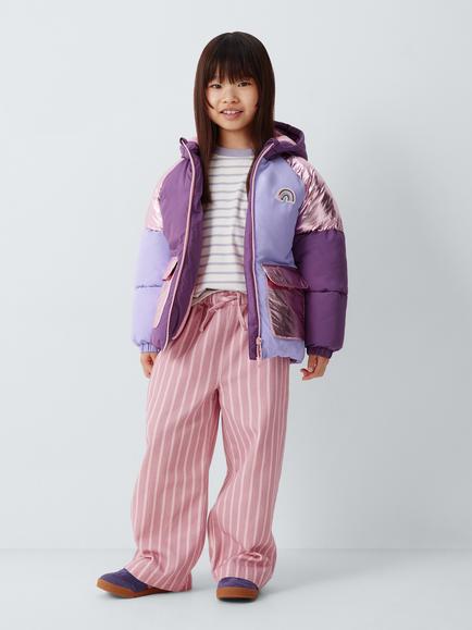 John Lewis Kids' Colourblock Shower Resistant Padded Jacket, Multi - view 2, Multi